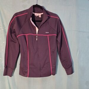 IZOD Movement Women's Track Jacket Zip Pink & Gray Activewear Pockets Size M EUC